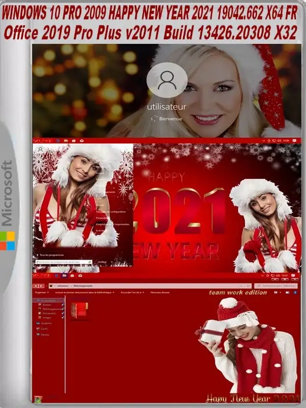 Jaquette de WINDOWS 10 PRO 2009 HAPPY NEW YEAR 2021 19042.662 X64 FR & Office 2019 Pro Plus v2011 Build 13426.20308 X32