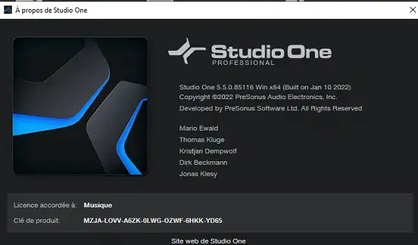 Jaquette de Presonus Studio One Pro 5 v5.5.0