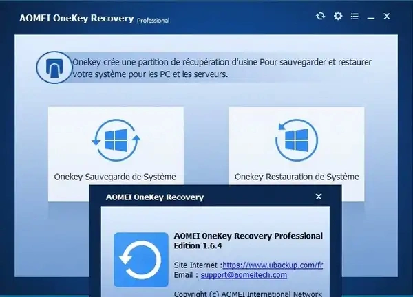 Jaquette de AOMEI OneKey Recovery Professional 1.6.4 Win x32x64 Multi Préactivé
