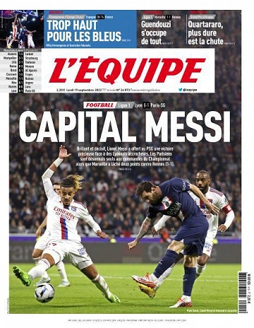 Jaquette de L'equipe du 19 Septembre 2022