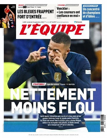 Jaquette de L'equipe du 23 Septembre 2022