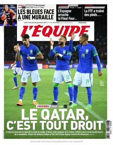 Jaquette de L'equipe du 28 Septembre 2022