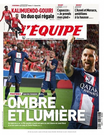 Jaquette de L'equipe du 6 Octobre 2022