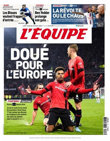 Jaquette de L'equipe du 7 Octobre 2022