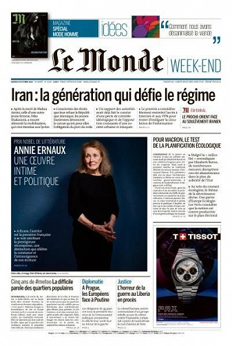 Jaquette de Pack Le Monde + M le Magazine du Monde - 8 Octobre 2022