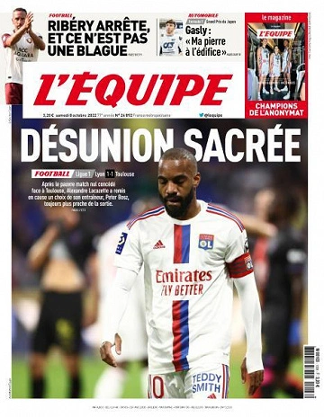Jaquette de L'equipe du 8 Octobre 2022