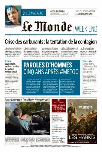 Jaquette de Le Monde + Magazine du 15 Octobre 2022