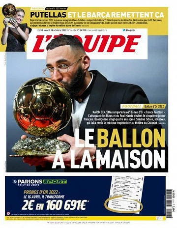 Jaquette de L'equipe - 18 Octobre 2022