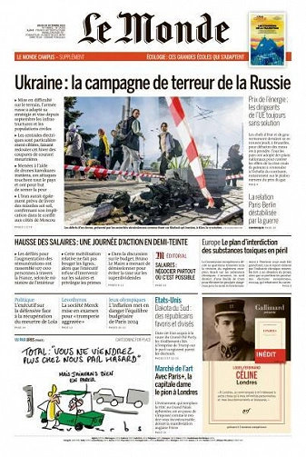 Jaquette de Le Monde du 19 Octobre 2022