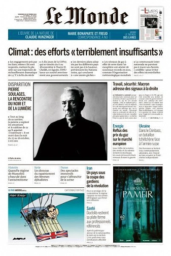 Jaquette de Le Monde du Vendredi 28 Octobre 2022
