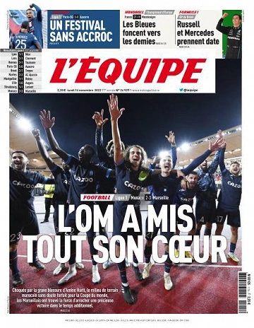 Jaquette de L'equipe du 14 Novembre 2022