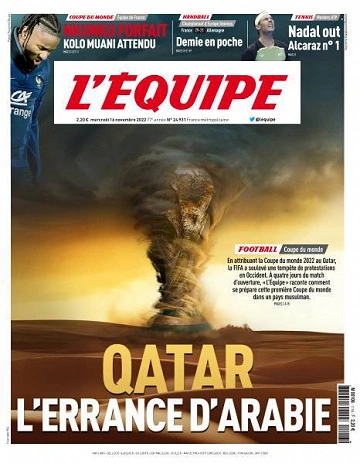 Jaquette de L'equipe du 16 Novembre 2022