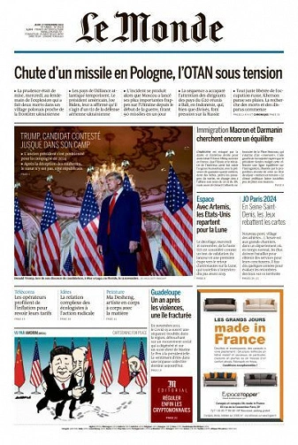 Jaquette de Le Monde du 17 Novembre 2022