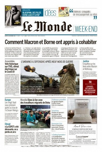 Jaquette de Le Monde + Magazine du 26 Novembre 2022