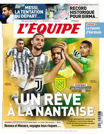 Jaquette de L'equipe du Jeudi 16 février 2023