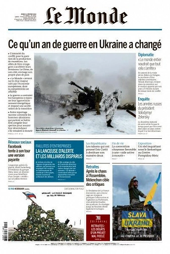 Jaquette de Le Monde du 21 Fevrier 2023