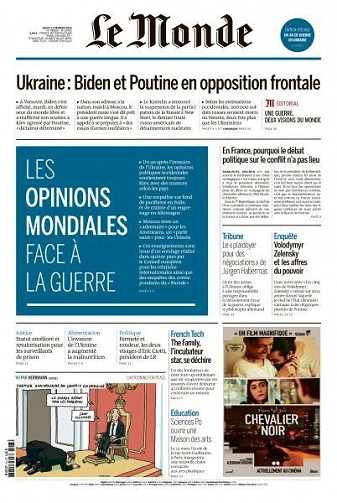 Jaquette de Le Monde du 23 février 2023