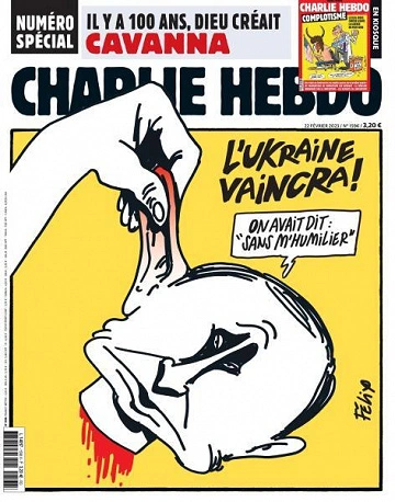 Jaquette de Charlie Hebdo N°1596 - 22 février 2023