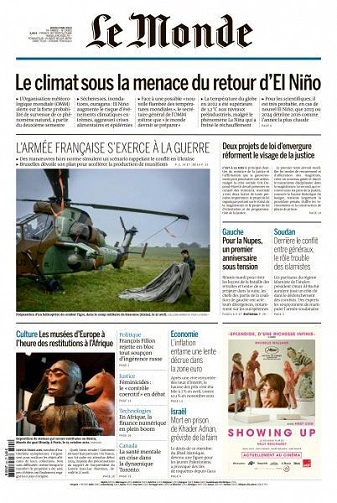 Jaquette de Le Monde du 4 Mai 2023