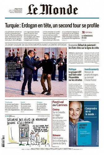 Jaquette de Le Monde du 16 Mai 2023