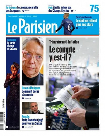 Jaquette de Le Parisien - 15 Mai 2023