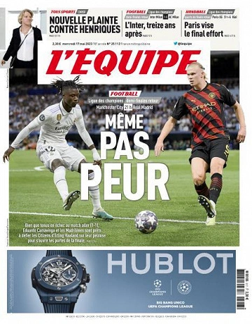 Jaquette de L'equipe du 17 Mai 2023