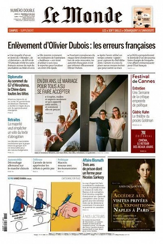Jaquette de Le Monde du 18 et 19 Mai 2023