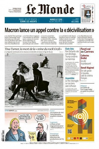 Jaquette de Le Monde du 26 Mai 2023