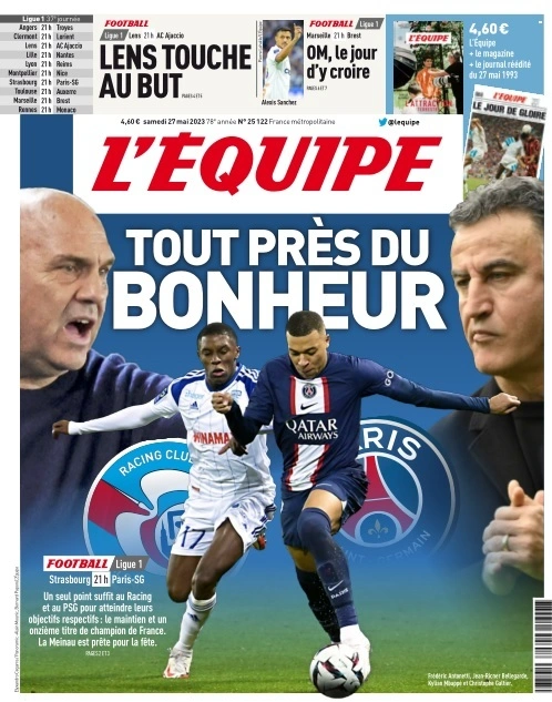 Jaquette de L'equipe du 27 Mai 2023