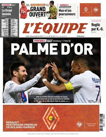 Jaquette de L'equipe du 28 Mai 2023