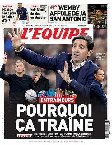 Jaquette de L'equipe du 21 Juin 2023
