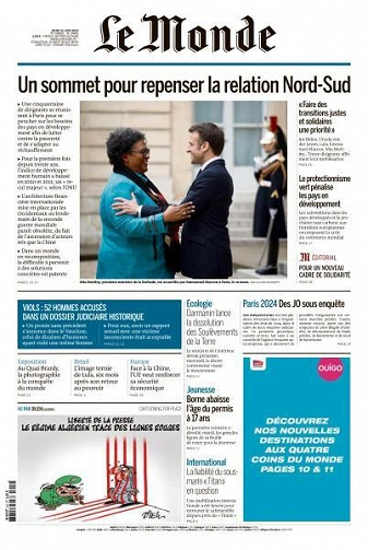 Jaquette de Le Monde du Jeudi 22 Juin 2023