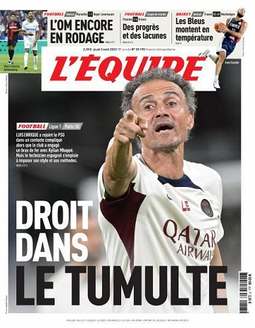 Jaquette de L'equipe du Jeudi 3 Août 2023