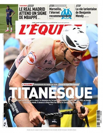 Jaquette de L'equipe du Lundi 7 Août 2023