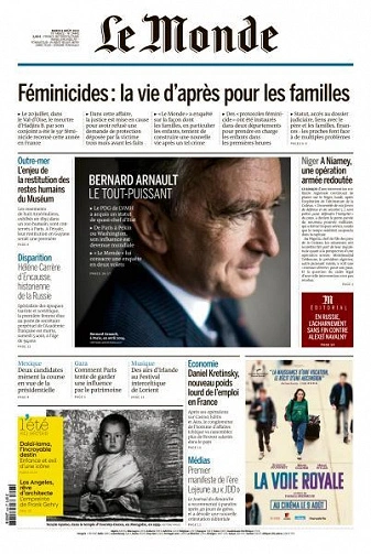 Jaquette de Le Monde du Mardi 8 Août 2023