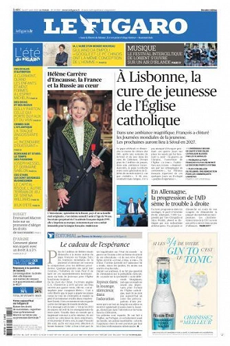 Jaquette de Le Figaro du Lundi 7 Août 2023