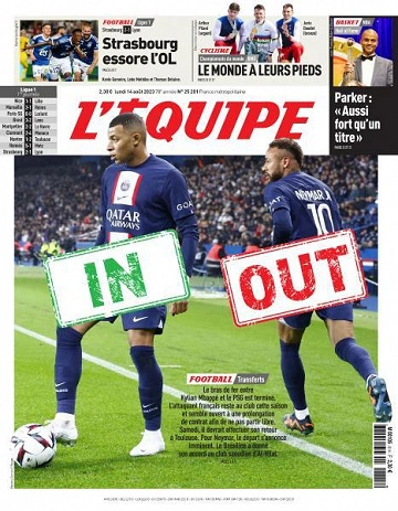 Jaquette de L'equipe du Lundi 14 Août 2023