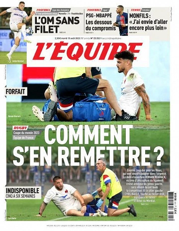 Jaquette de L'equipe du Mardi 15 Août 2023
