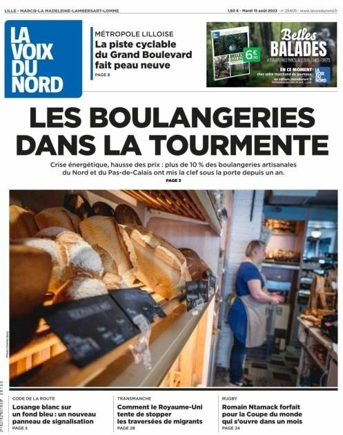 Jaquette de La Voix du Nord Lille 15 Aout 2023