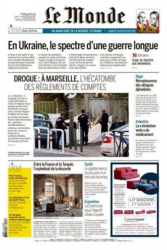 Jaquette de Le Monde du Vendredi 18 Août 2023