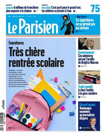 Jaquette de Le Parisien - 17 Août 2023