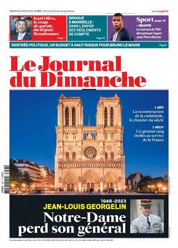 Jaquette de Le Journal du Dimanche - 20 Août 2023