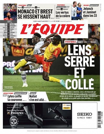 Jaquette de L'equipe - 21 Aout 2023