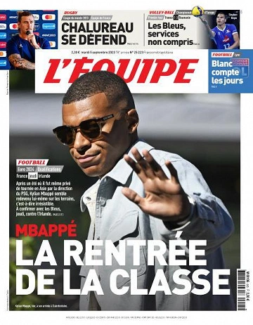 Jaquette de L'equipe du Mardi 5 Septembre 2023