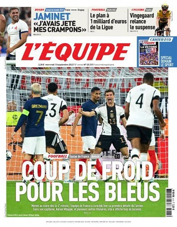 Jaquette de L’equipe du Mercredi 13 Septembre 2023