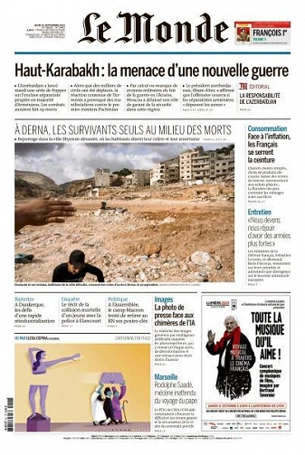 Jaquette de Le Monde du Jeudi 21 Septembre 2023