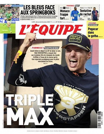 Jaquette de L’equipe du Dimanche 8 Octobre 2023