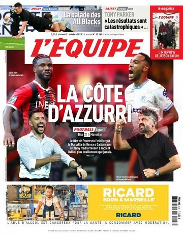 Jaquette de L’equipe du Samedi 21 Octobre 2023