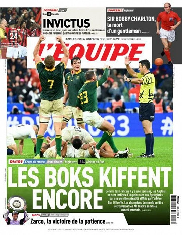 Jaquette de L’equipe du Dimanche 22 Octobre 2023