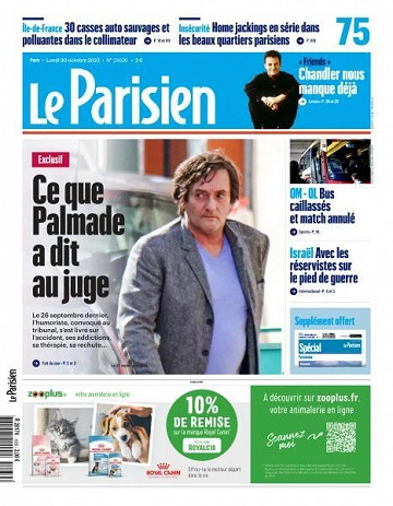 Jaquette de Le Parisien - 30 Octobre 2023